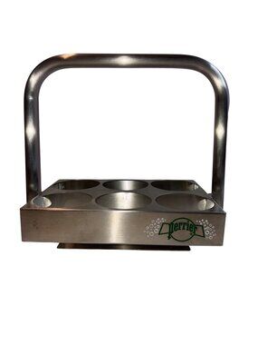 Stainless Steel Perrier Bottle/can Holder with Carry Handle - 6 slots - Elegant